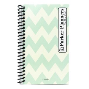A Parker 4 month chevron mint planner.